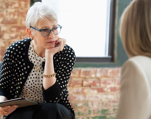 Woman reflecting during a counseling session